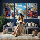 London Street Canvas Wall Art — Big Ben Red Bus Print | Oil by MyGreatCanvas | Canvas Wall Art Prints | Photo Prints & Wall Decor