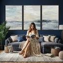 Abstract Coastal Landscape Wall Art Canvas Print – Soft Blue