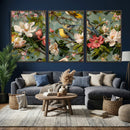 Vintage Birds and Flowers Wide Wall Art: Extra Large by MyGreatCanvas | Canvas Wall Art Prints | Photo Prints & Wall Decor