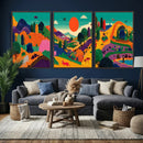 Colorful Japanese Landscape Print: Maximalist Panoramic Wall by MyGreatCanvas | Canvas Wall Art Prints | Photo Prints & Wall Decor