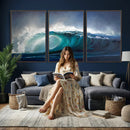 Ocean Wave Canvas Wall Art, Dramatic Teal Blue Seascape Oil by MyGreatCanvas | Canvas Wall Art Prints | Photo Prints & Wall Decor