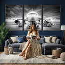 Airplane Wall Art Canvas Print, Black and White Jet Aircraft by MyGreatCanvas | Canvas Wall Art Prints | Photo Prints & Wall Decor