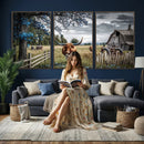 Texas Longhorn Canvas Wall Art, Rustic Farm Barn Bluebonnet by MyGreatCanvas | Canvas Wall Art Prints | Photo Prints & Wall Decor