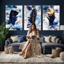 Feather Canvas Wall Art Navy Blue Gold Watercolor Abstract by MyGreatCanvas | Canvas Wall Art Prints | Photo Prints & Wall Decor