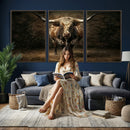 Texas Longhorn Bull Canvas Wall Art, Western Ranch Cattle Photography Print, Rustic Farmhouse Cowboy Decor Artwork by MyGreatCanvas | Canvas Wall Art Prints | Photo Prints & Wall Decor