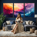 Colorful Abstract Canvas Wall Art Print, Vibrant Popup Color Art Print