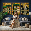 Gustav Klimt Golden Cityscape Wall Art Canvas Print,