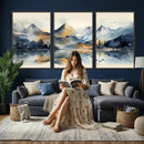 Lake Abstract Mountain Wall Art Canvas Print
