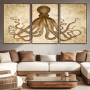 Sepia Octopus Wall Art Abstract Animal Canvas Print