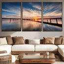Wooden Pier on Seascape and Sunset Wall Art Canvas Print by MyGreatCanvas | Canvas Wall Art Prints | Photo Prints & Wall Decor