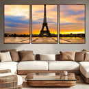 Paris Eiffel Tower Sunset Canvas Wall Art Print - Iconic