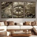 Wooden Ship Wheel Canvas Print, Multi Panel Canvas Wall Art