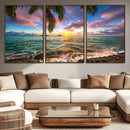 Framed Tropical Sunset Art Canvas Print
