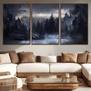 Night Landscape and Trees Wall Art Canvas Print