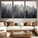 Misty Forest Canvas Wall Art – Monochrome Triptych Pine Tree by MyGreatCanvas | Canvas Wall Art Prints | Photo Prints & Wall Decor