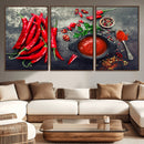 Red Chili Peppers Wall Art Kitchen Artwork Canvas Print