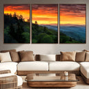 Forest Landscape Wall Art Sunset Canvas, Forest Sunset