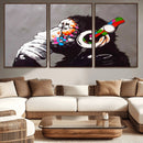 Dj Monkey Listening to Music Wall Art Print | Banksy Monkey by MyGreatCanvas | Canvas Wall Art Prints | Photo Prints & Wall Decor