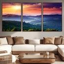 Sunset over Mountain Canvas Print, Forest Canvas Wall Art –