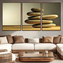 Fluvial Zen Stones Canvas Wall Art Print