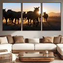 Horse Herd Wall Art Animal Canvas Print
