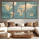 Classic World Map Canvas Print – Framed Vintage Map Wall