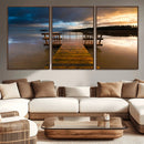 Serene Lake Pier at Sunset Canvas Print | Landscape Canvas