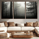 Misty Forest Wall Art Premium Canvas Print a Foggy and