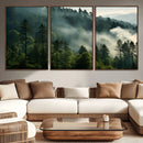 Misty Forest Wall Art Premium Canvas Print a Foggy and