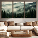 Captivating Misty Forest Wall Art Premium Canvas Print a