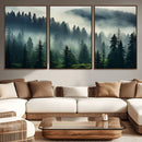 Captivating Misty Forest Wall Art Premium Canvas Print a