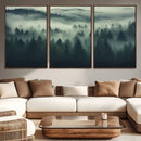 Misty Forest Wall Art Premium Canvas Print a Foggy and