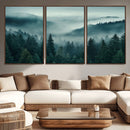 Captivating Misty Foggy Forest Wall Art Premium Canvas Print