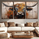 Scottish Highland Cow Cattle Art Print on Wood Style by MyGreatCanvas | Canvas Wall Art Prints | Photo Prints & Wall Decor