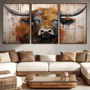 Abstract Bull Highland Cow Canvas Wall Art Print – Vibrant by MyGreatCanvas | Canvas Wall Art Prints | Photo Prints & Wall Decor