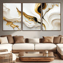 Gold Waves on Pure White Canvas – Gold Abstract Art for