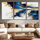 Gold Marble Art - Abstract Geode Gold And Blue Marble Shape