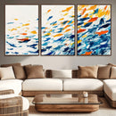 Abstract Fish Shoal Wall Art Canvas Print, Colorful Fish
