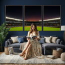 Yankee Stadium Night Game Triple Canvas, Yankee Stadium