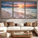 Sunset Beach Wall Art – Soothing Coastal Landscape, Ready to