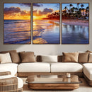 Serene Beach Sunset Wall Art Canvas- Coastal Seascape Print