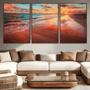 Sunset Beach Wall Art | Ocean Canvas Print | Coastal Wall