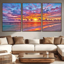 Vibrant Sunset Beach Wall Art - Ocean Sunset Canvas Print |