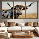 Texas Bull Longhorn Wall Art Canvas Print for Farm House