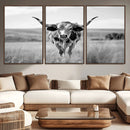 Texas Cow Longhorn Wall Art Canvas Print for Farm House Wall
