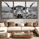 Texas Cow Longhorn Wall Art Canvas Print for Farm House Wall by MyGreatCanvas | Canvas Wall Art Prints | Photo Prints & Wall Decor