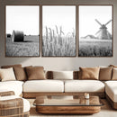 Vintage Farmhouse Black and White Triptych Wall Art – Giclee