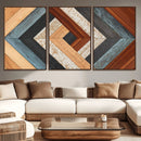 Geometric Wood Art Wall Decor Canvas Print, Rustic Wooden