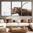 Rustic Bull Wall Art Canvas Print – Modern Longhorn