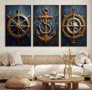 Boat Anchor Compass With Rope Wall Art Canvas Print | Beach by MyGreatCanvas | Canvas Wall Art Prints | Photo Prints & Wall Decor